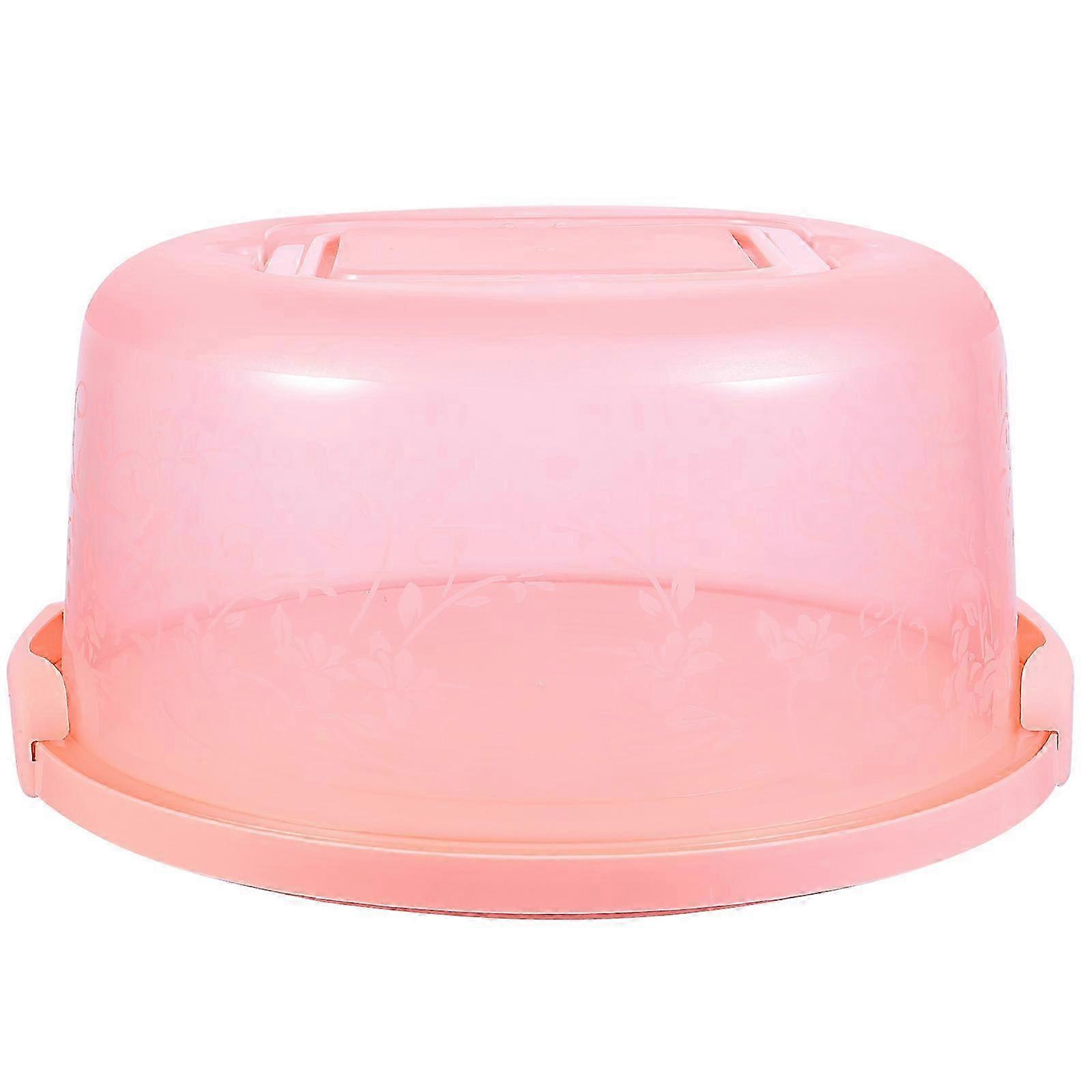 Handheld Cake Holder with Locking Lid - 21x13cm Portable Cupcake Carrier - Pink