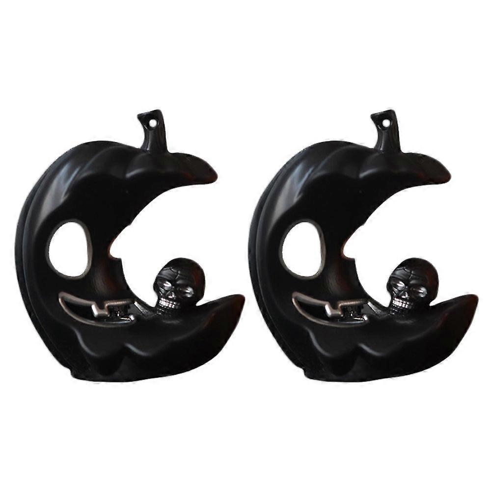 Glowing Led Lamp Halloween Candle Skull Light Orange 2Set