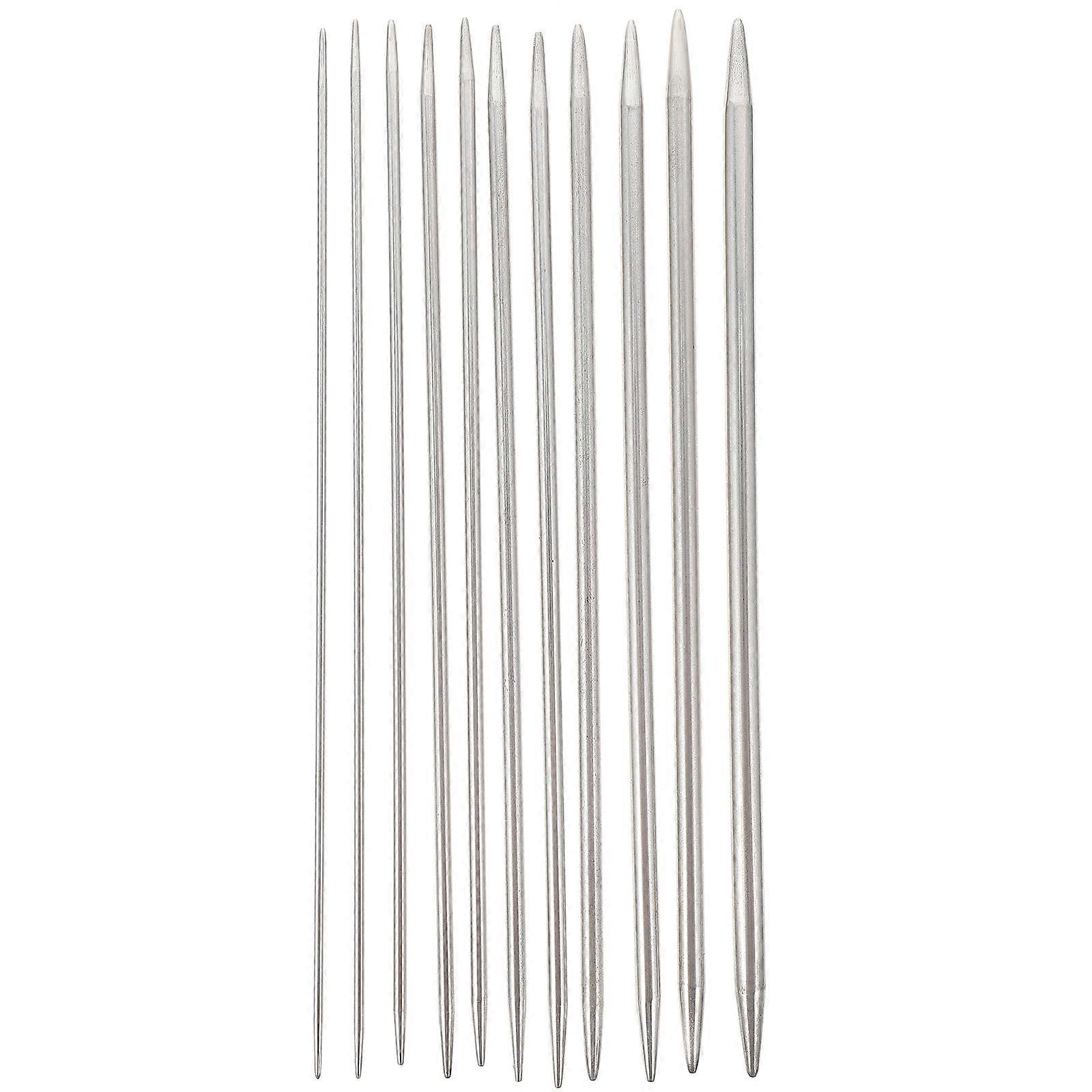 Craft Knitting Needle Set Double Pointed Knitting Tools For Sweaters 11 Pairs Silver Stainless Steel Diy Weaving 2.0mm To 6.0mm