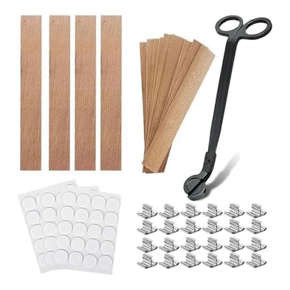 Wooden Candle Wicks with Wick Trimmer Cutting Candle Wick Kit for DIY Candle Making Craft