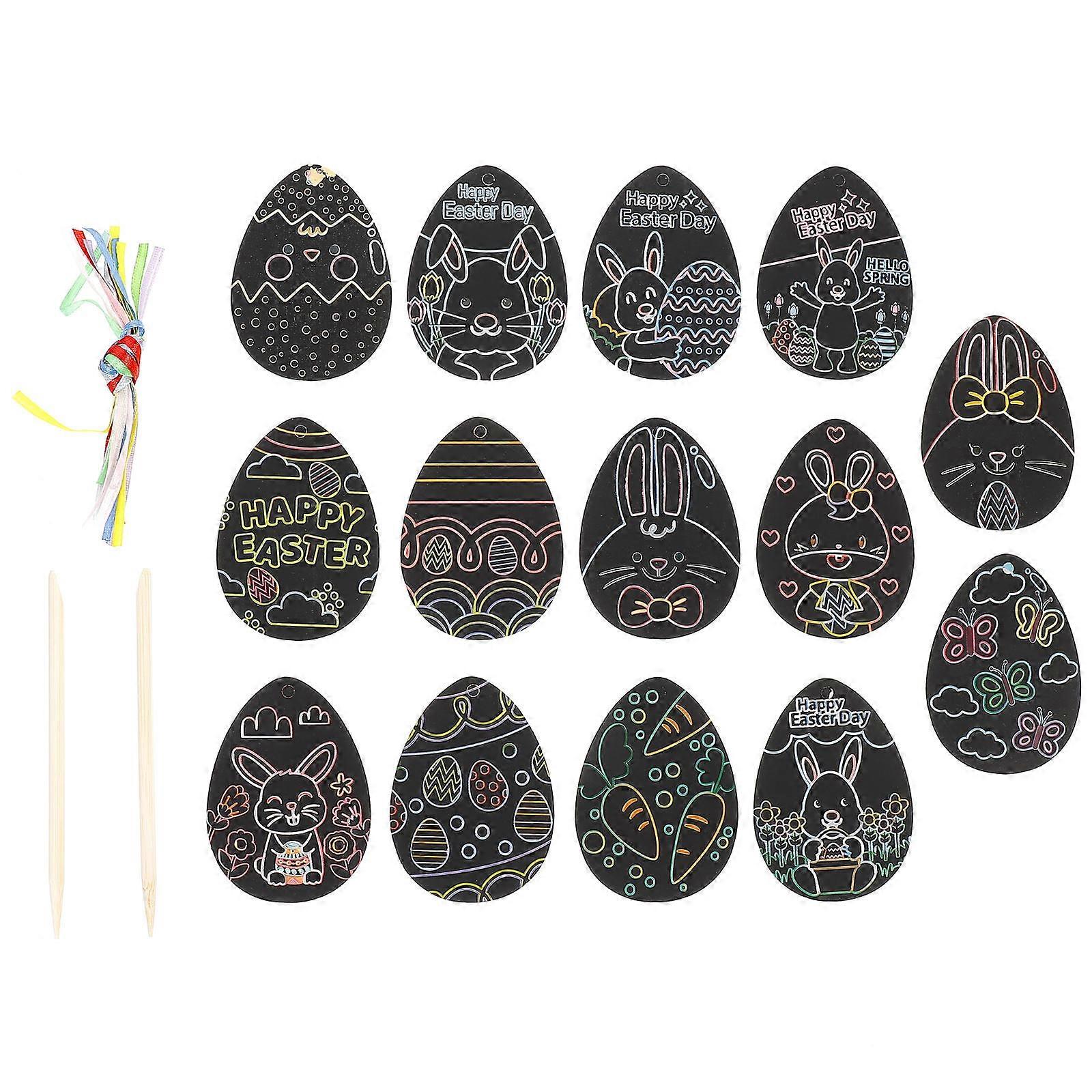 Unfinished Artificial Paintable Eggs Scratch Painting Paper Bamboo Material 7.6X5.5CM Hand Eye Coordination Exercise 1Set
