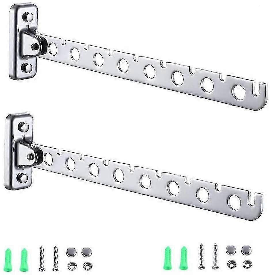 2 foldbare vægkroge i rustfrit stål, knagerække til tøjmontering