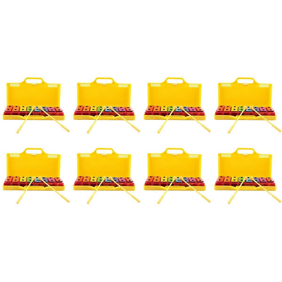 8 Notes Chromatic Xylophone Glockenspiel Resonator Bells Yellow Case