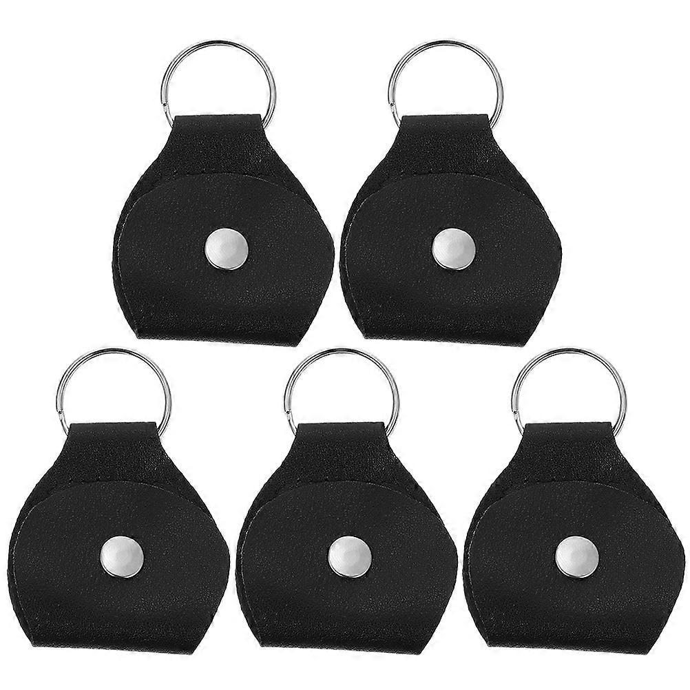 Portable Picks Holder Case Guitar Pick Case Keychain Black Rectangular Storage For Daily Use 5Pack