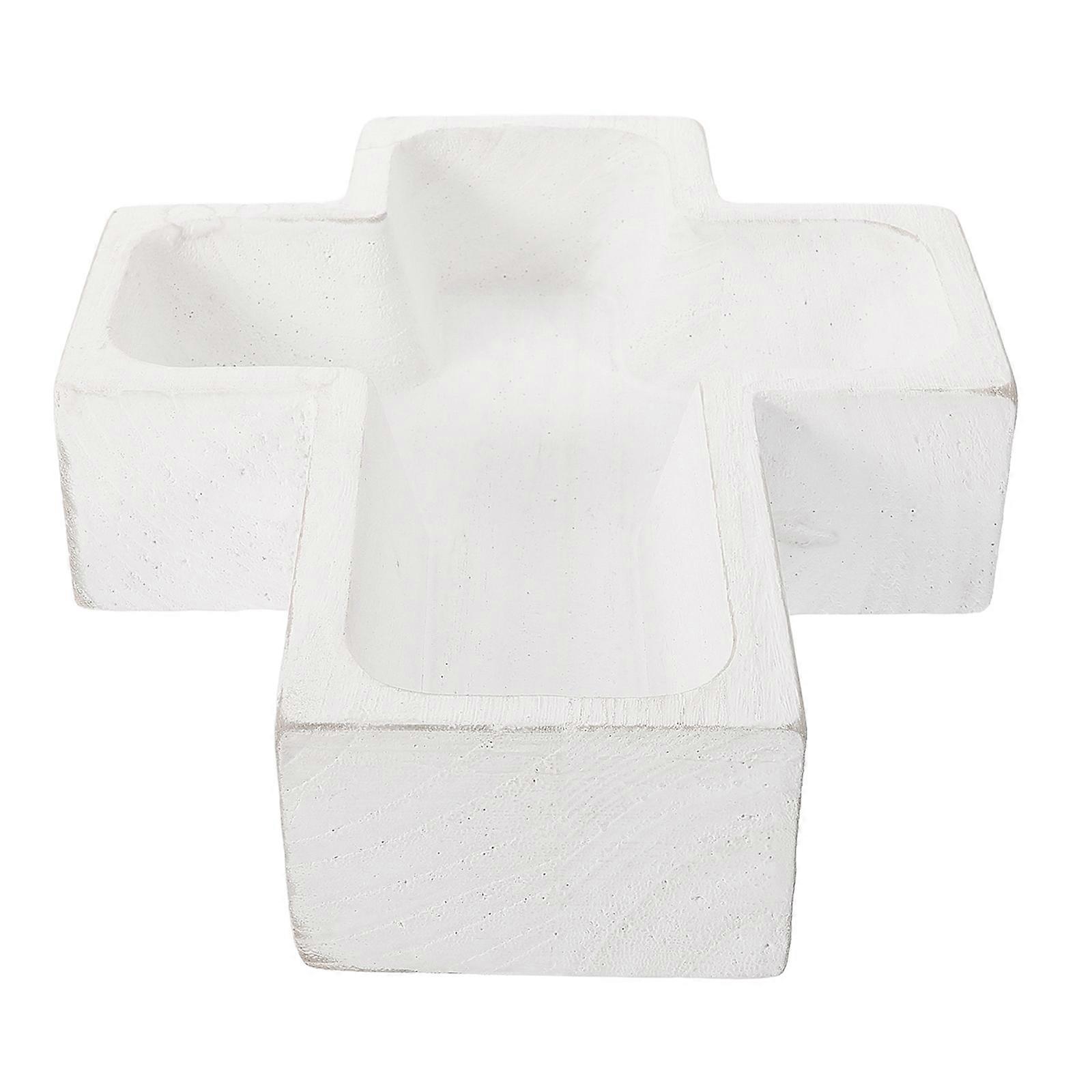 Fruit Snack Tray Wooden Cross Shaped Serving Tray for Home Kitchen Parties White 22.00X18.00X5.00CM Cake Display 1Pack