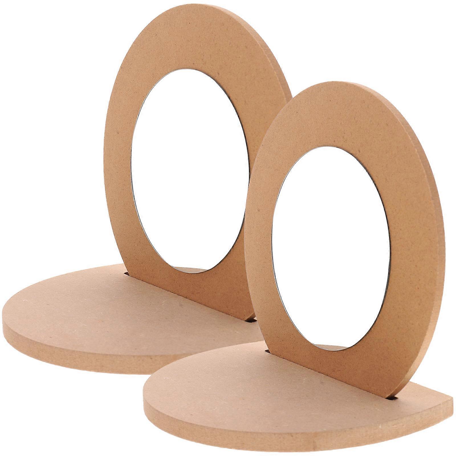 Unfinished Mirror DIY Wooden Mirror Home Decoration 16X16cm Round Shape 2Pcs