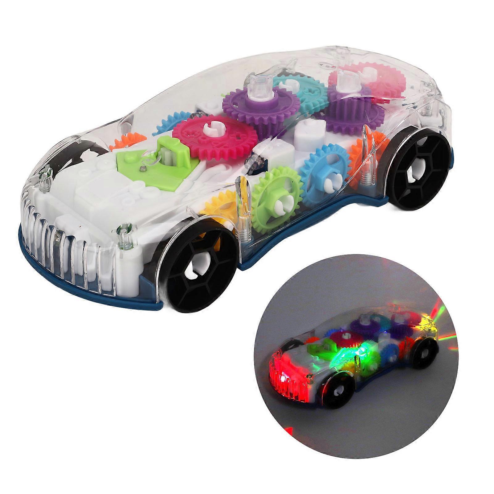 Transparent Toy Car with Colorful Moving Gears & LED Lights