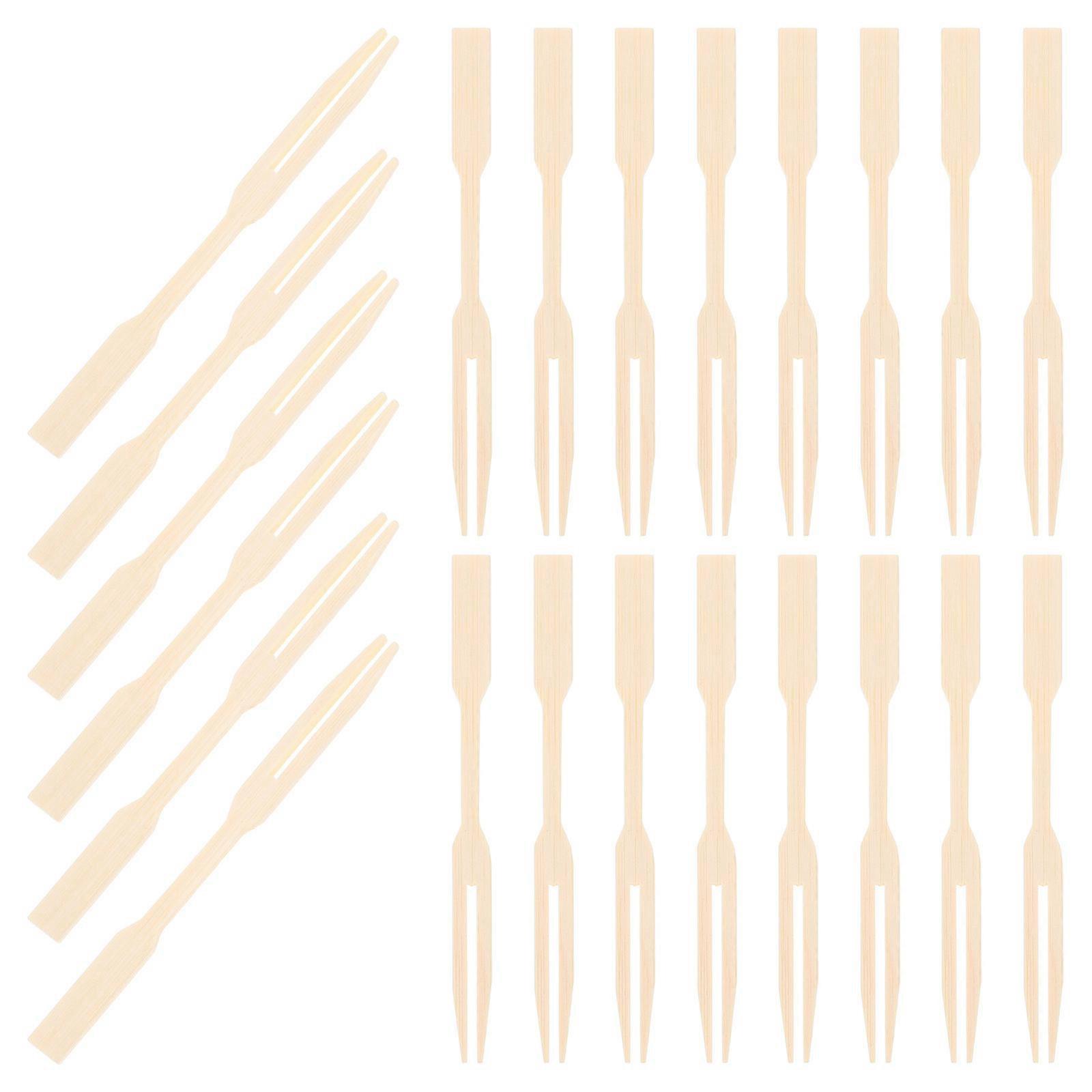 Flat Toothpicks Wood Fruit Fork For Serving Fruits Cakes Desserts Utensil 100Pcs