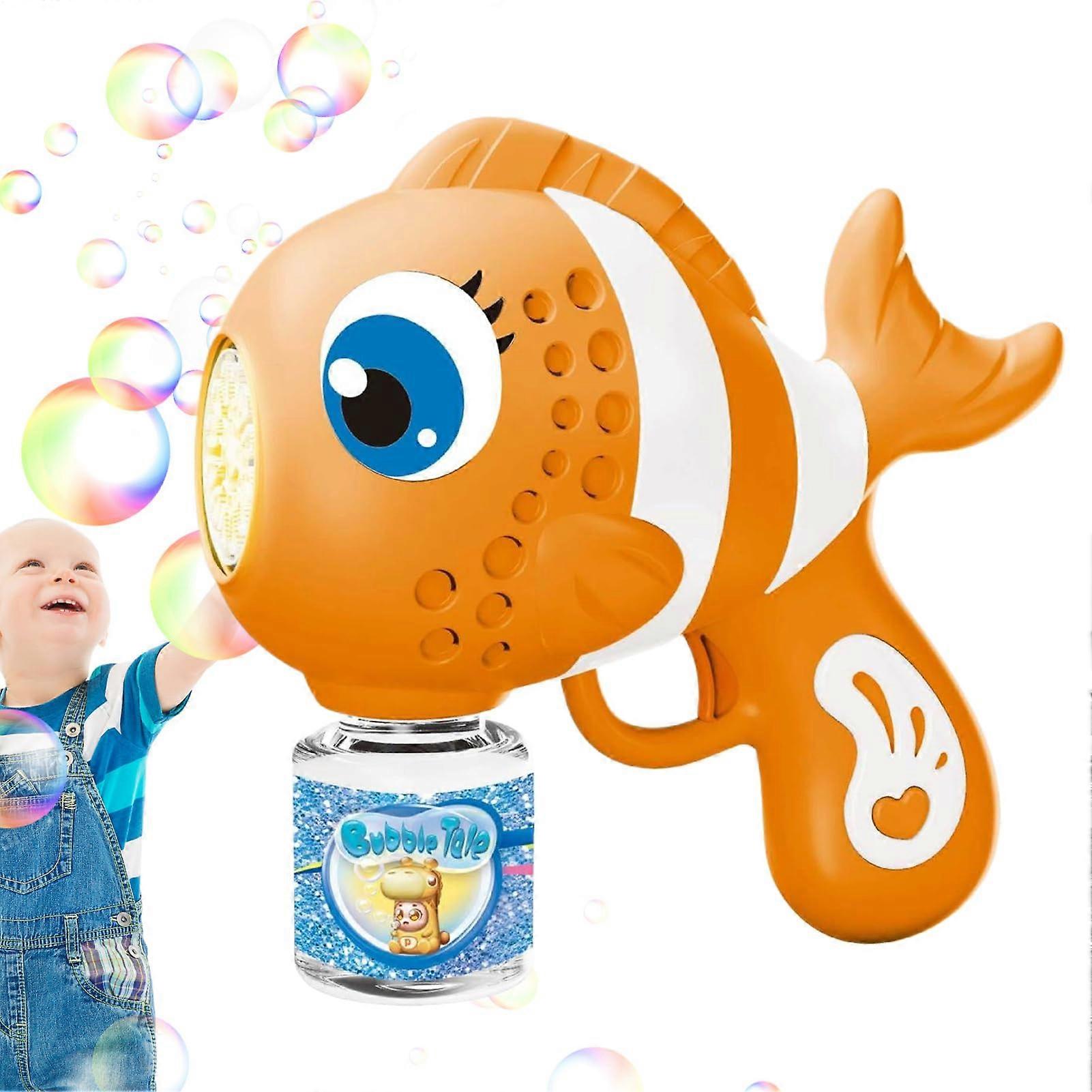 Outdoor Bubble Machine  Automatic Bubble Generator with Fun Fish Design  Portable Soap Dispenser for Kids Orange