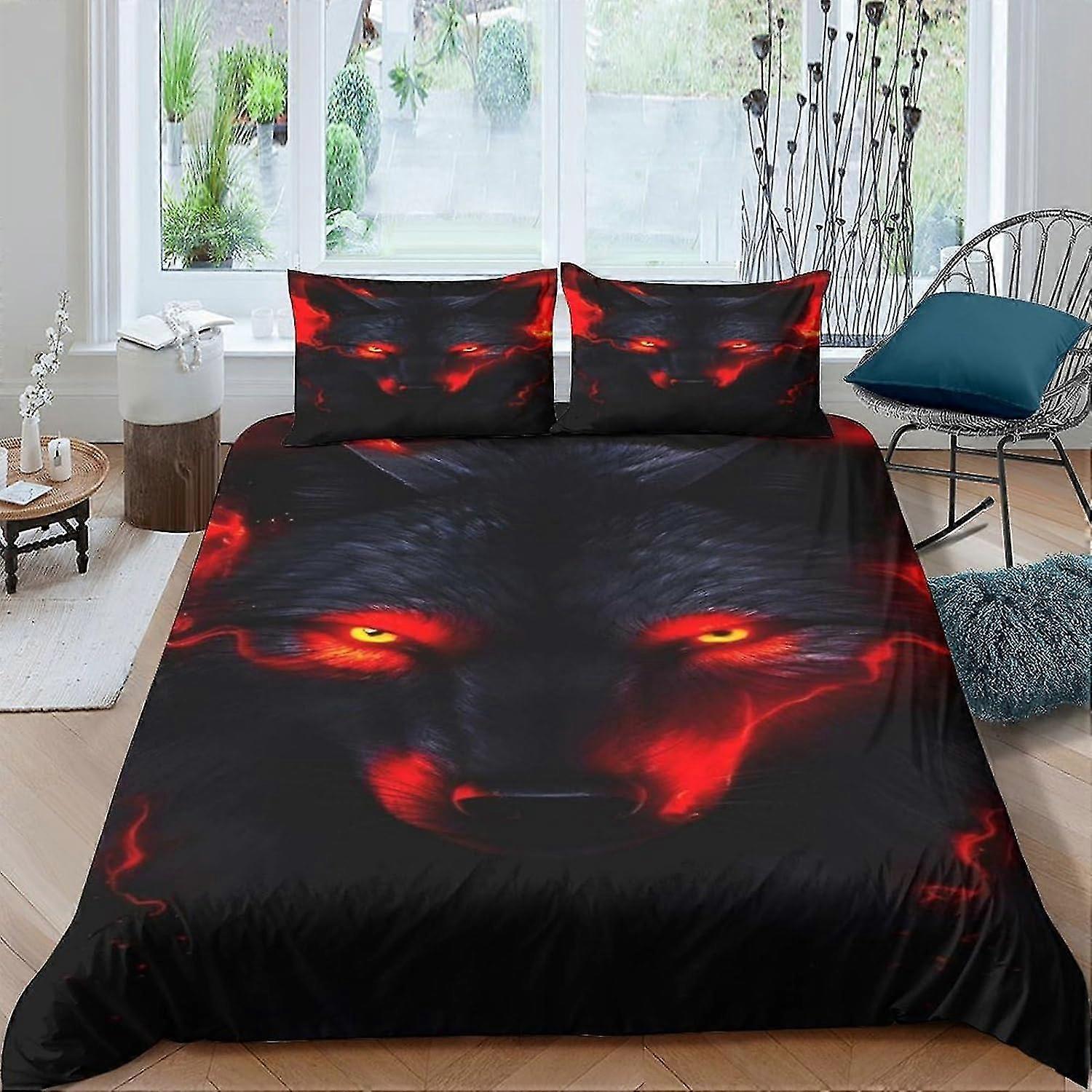 Wolf Bedding Sets Animal Duvet Cover Set 3 Piece Microfiber 3D Animal Bedroom Duvet Set Double