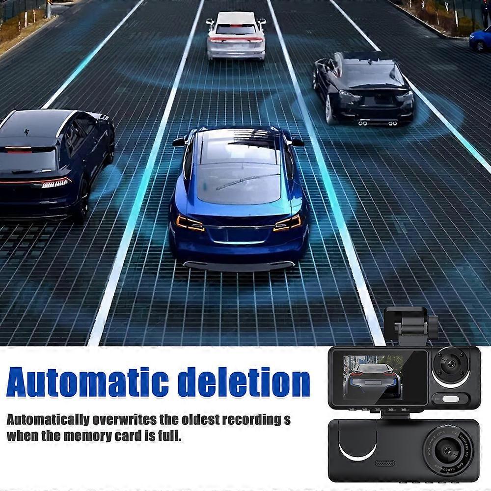 G50 driving recorder 3 lenses 3 inch touch screen driving recorder mobile phone APP playback HD infrared night vision reversing camera