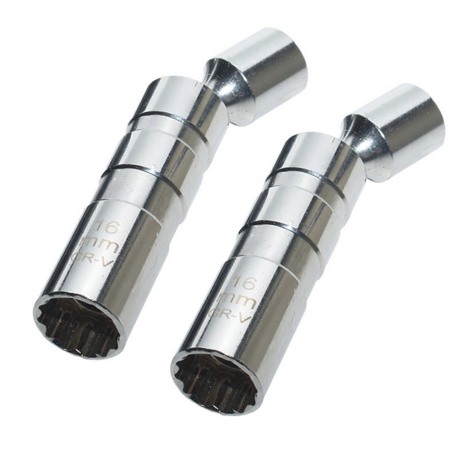 Thin Wall Swivels Magnetic Spark Plugs Socket Set 14mm 16mm 3/8Inch Drive 12 Point Removal Tool for Tight Engine Spaces Silver