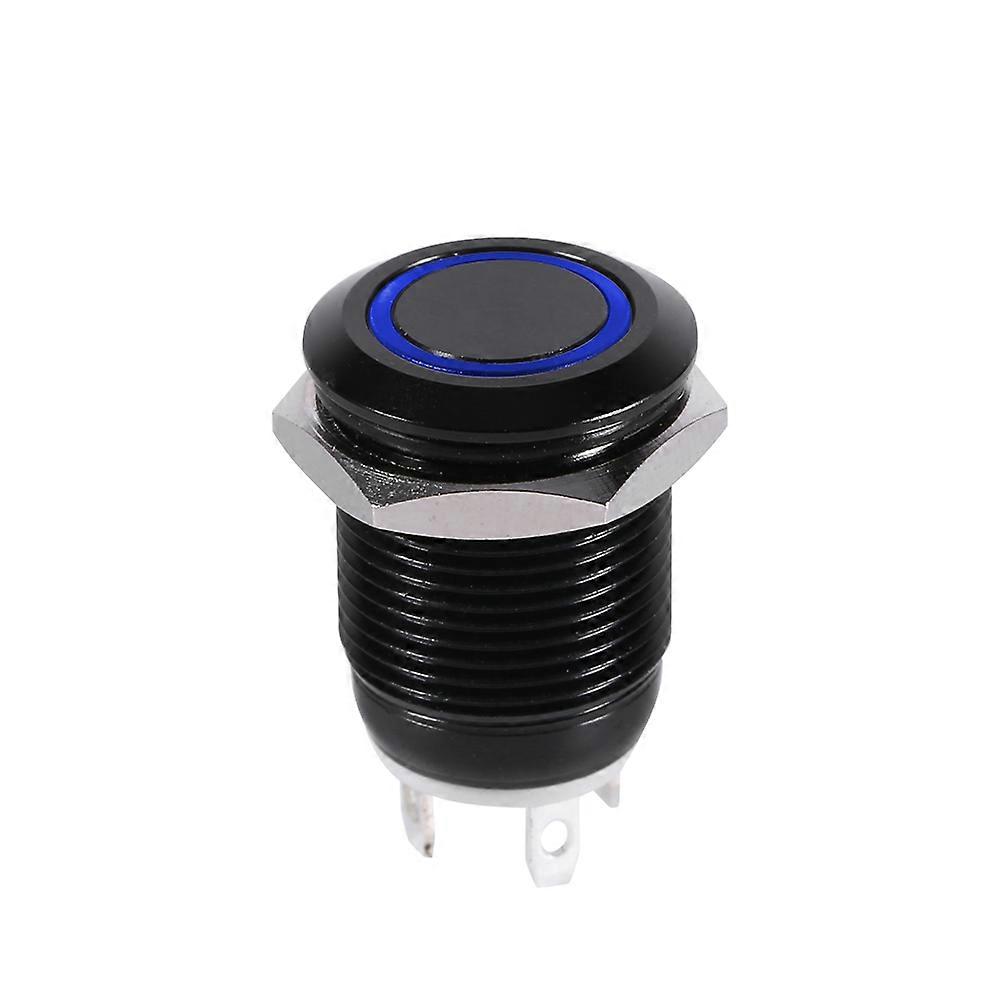 Car 12mm LED Light Momentary Push Button Switch Toggle Black Case 2A