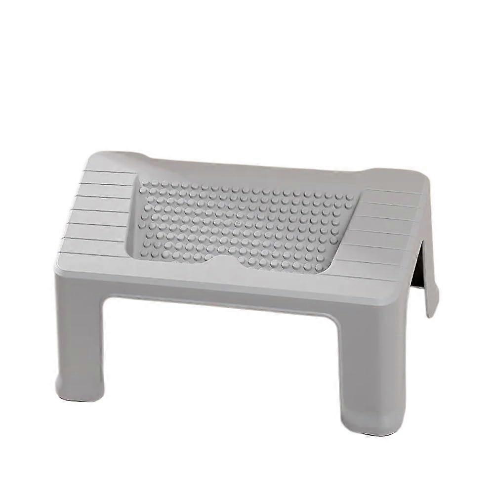Portable Plastic Footstool, Multifunctional Footstool for Living Room, Low Ottoman, NonSlip, Gray