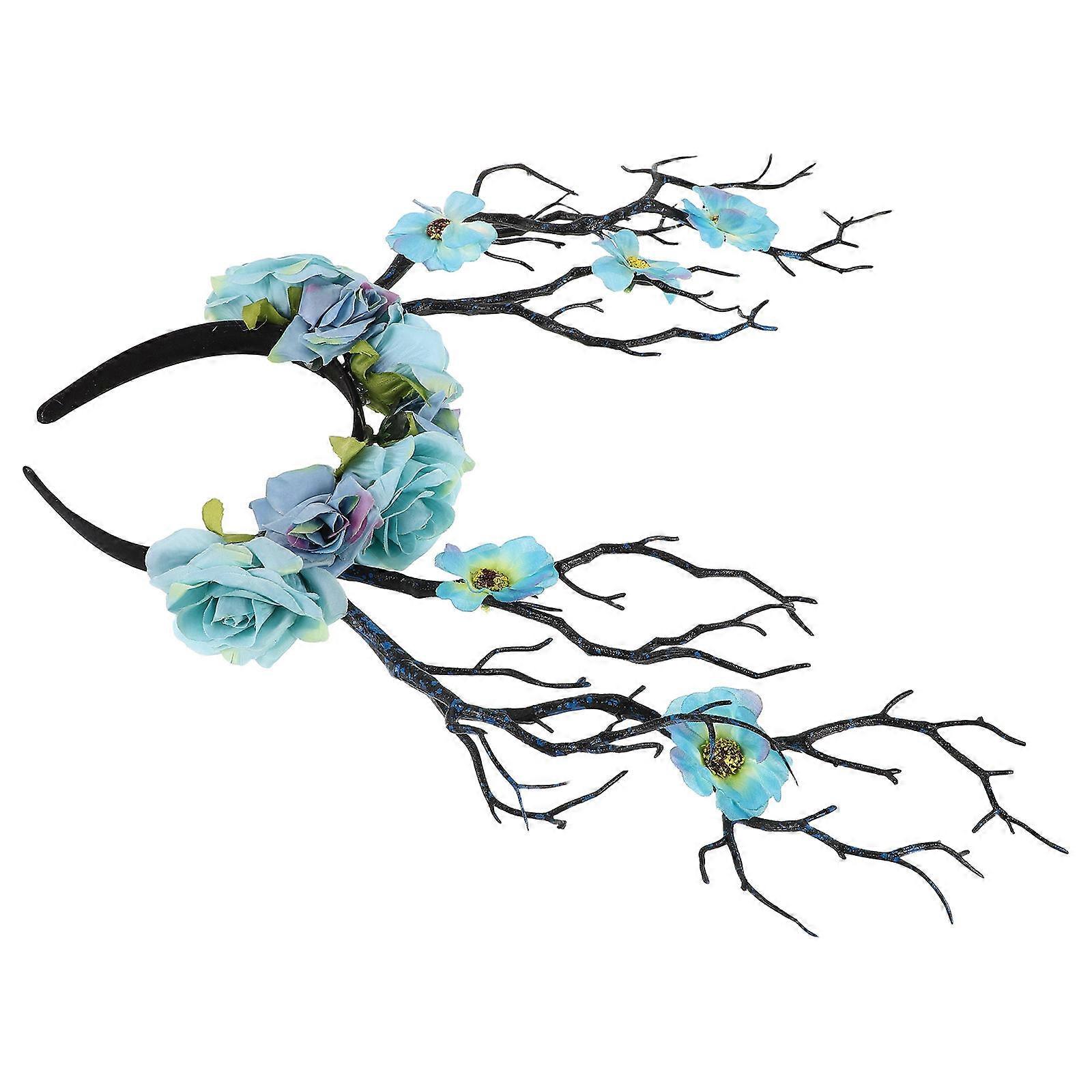 Faux Flower Headband with Decorative Stems for Masquerade, Costume, and Photo Session Styling – Realistic Design for Lasting Wear and Unique