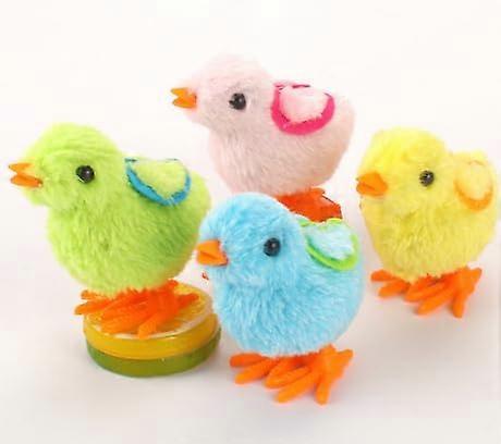 4 x WindUp Chicken Toy Fluffy Chick Toy Wind Up Easter Baskets for Children Pet Chick Toy Chicken Toy for Children Easter Chicks (Random Colour)