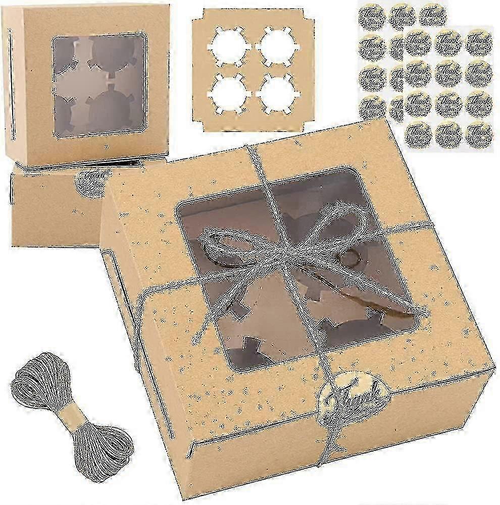 15 Pack White Cupcake Boxes Kraft Paper Gift Boxes for Cookies and Cupcakes Cake Carriers
