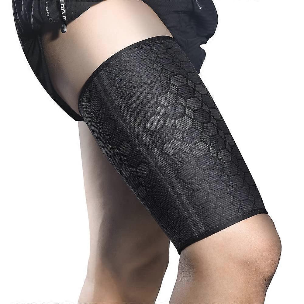 Compression Thigh Braces Pack of 2 for Men & Women, Breathable Elastic Thigh Support for Hamstring & Quadriceps Injuries, Size M