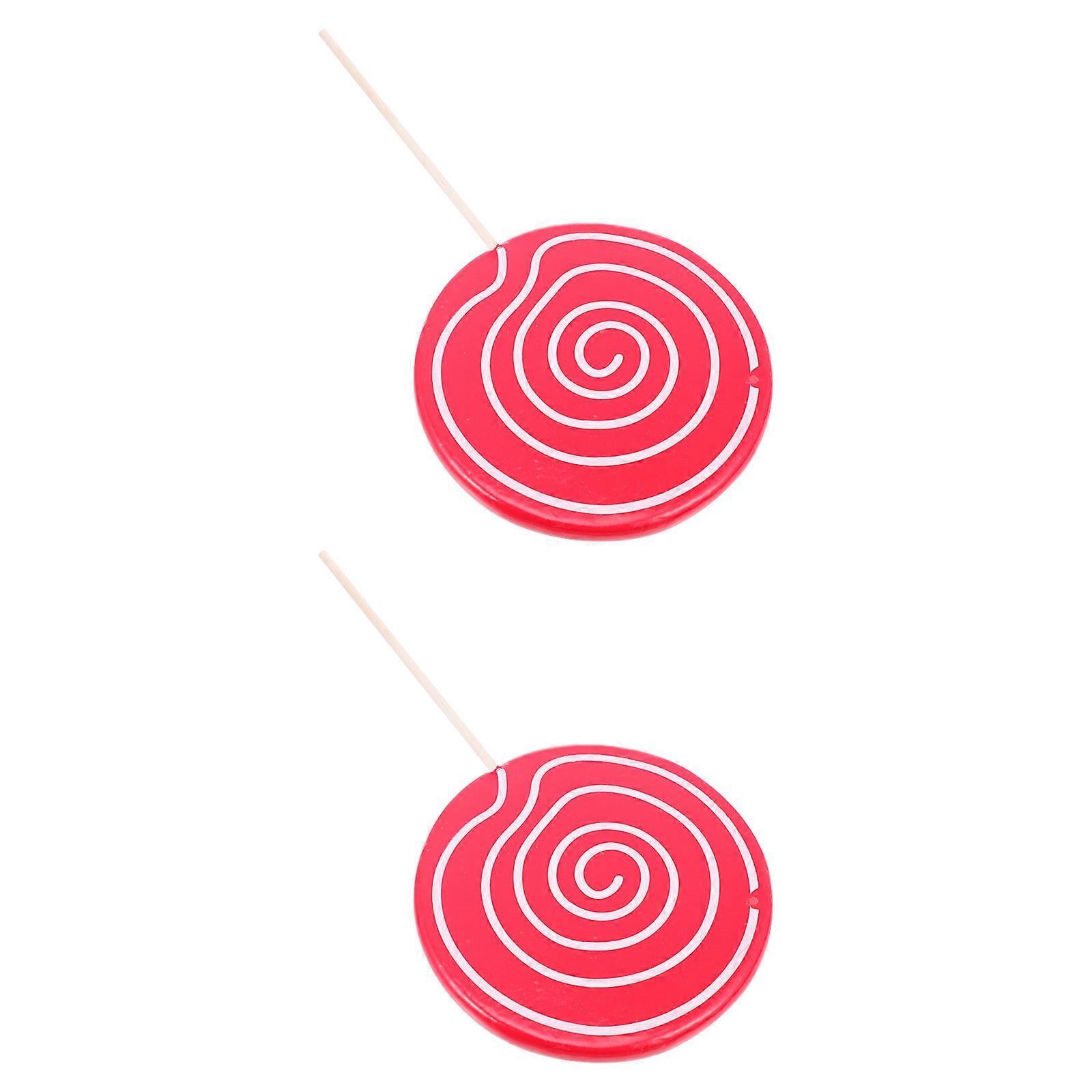 Red Simulation Lollipop Decoration for Photo Props Craft Ideas and Party Decor Synthesis Material 2pcs