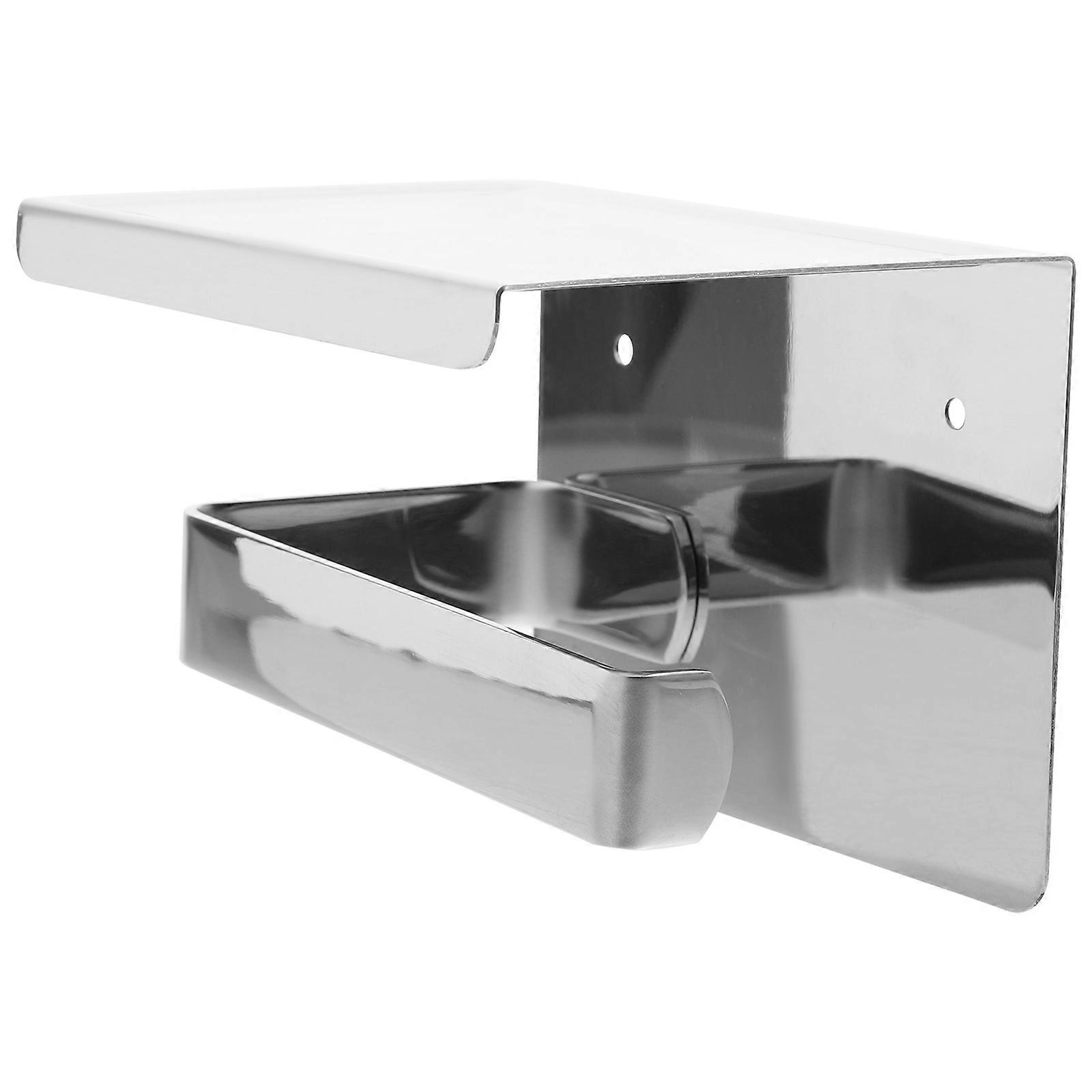 Toilet Roll Holders Toilet Paper Rack Bathroom Accessories Daily Use Silver Square Simple Design 1Pack