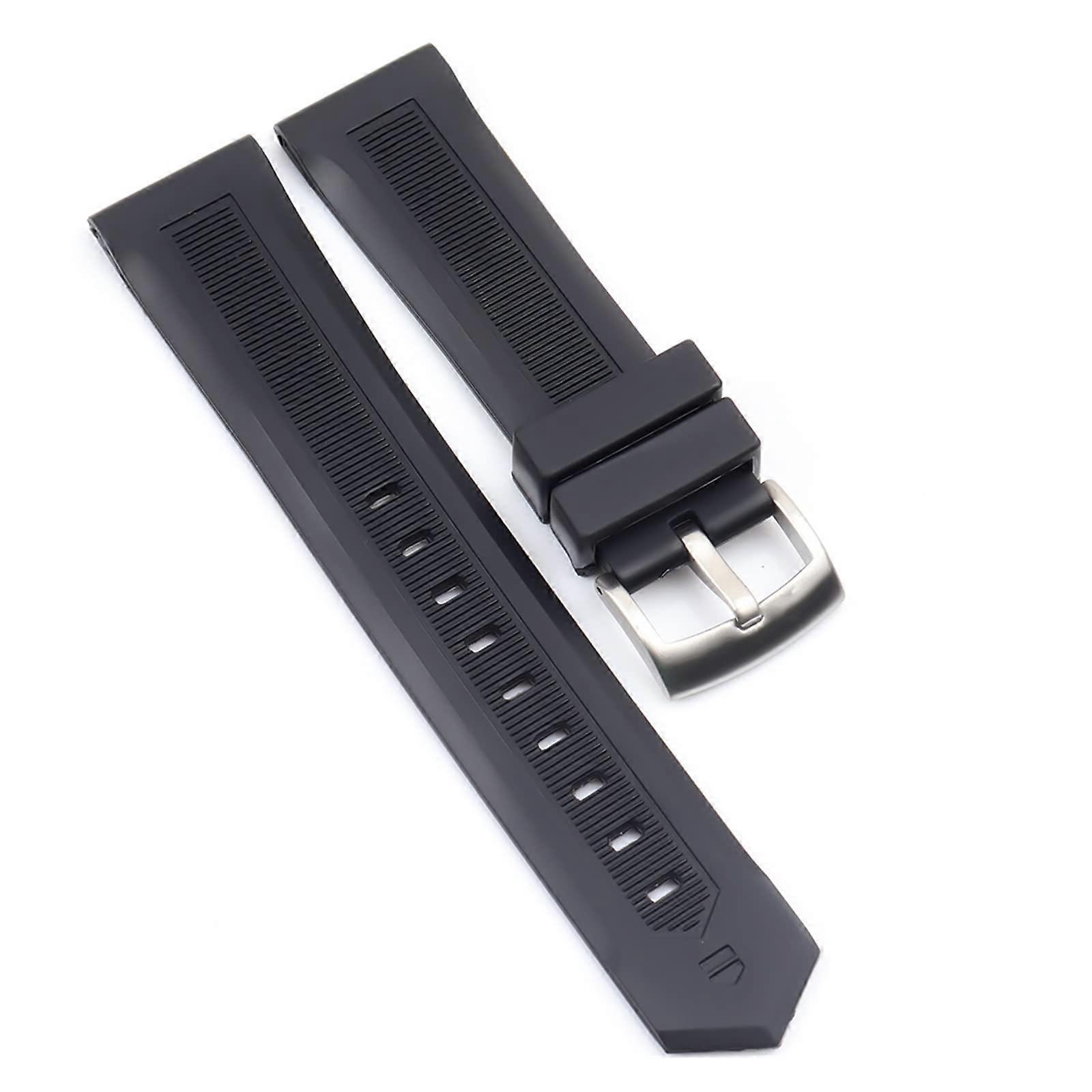 Buckle Drive Timer Silicone Rubber Watch Strap 20mm 22mm Black Compatible Replacement Band
