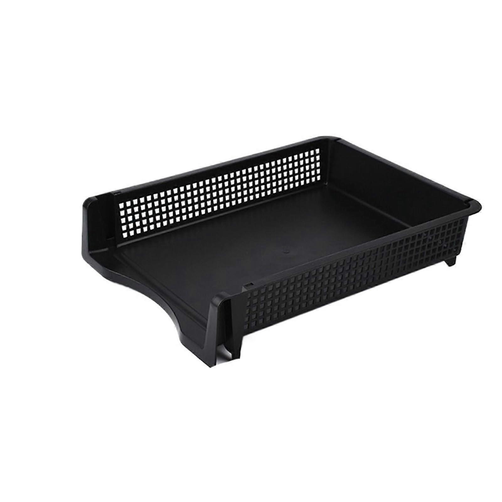 Magazine holder file box for the desk, A4 document organizer, stackable (Black320x250x70mm)