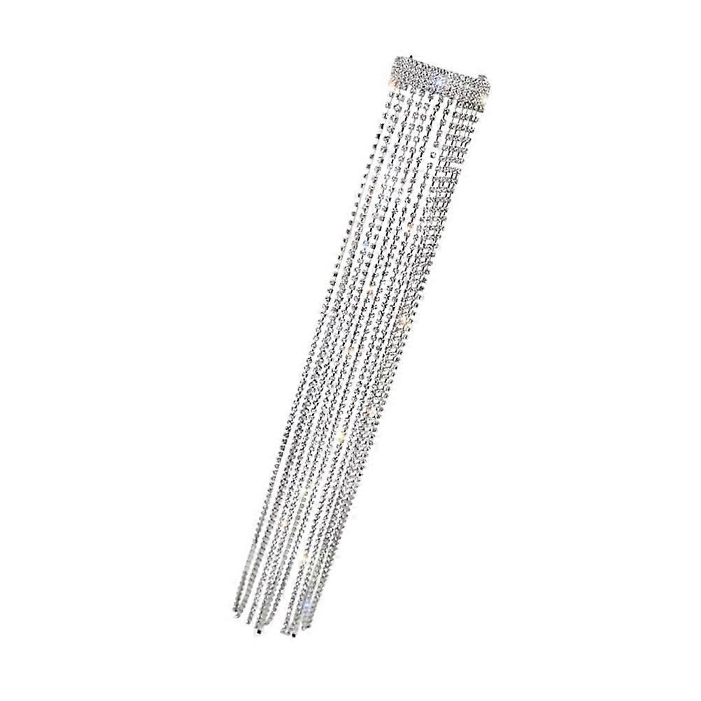 White Crystal Bead Chain with Clips for Styling Hair Perfect for Home Use and Ponytails 1 Piece
