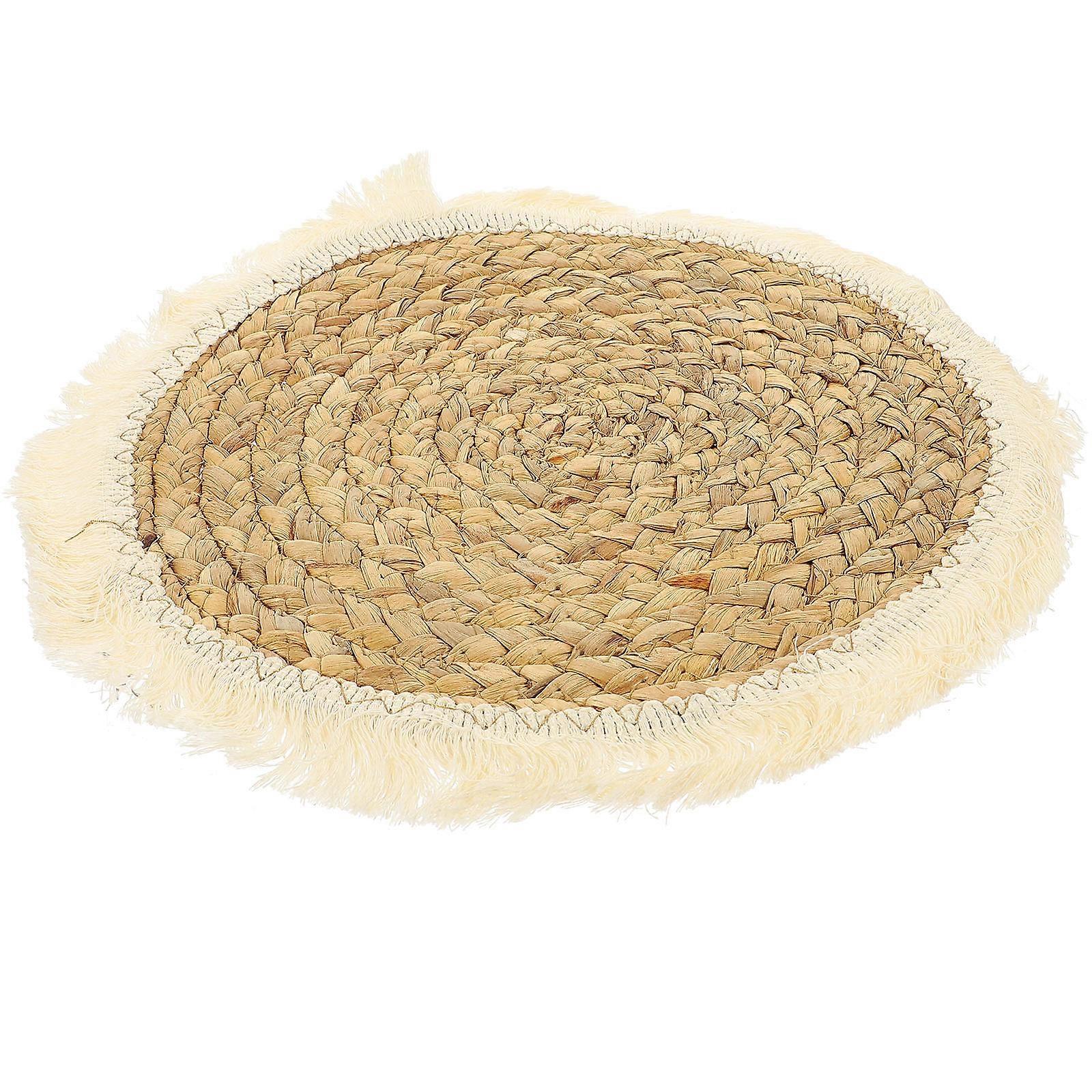 Round Woven Coaster with Tassel Multi Heat Resistant and Non Slip for Home Use Table Protection 7 Inch