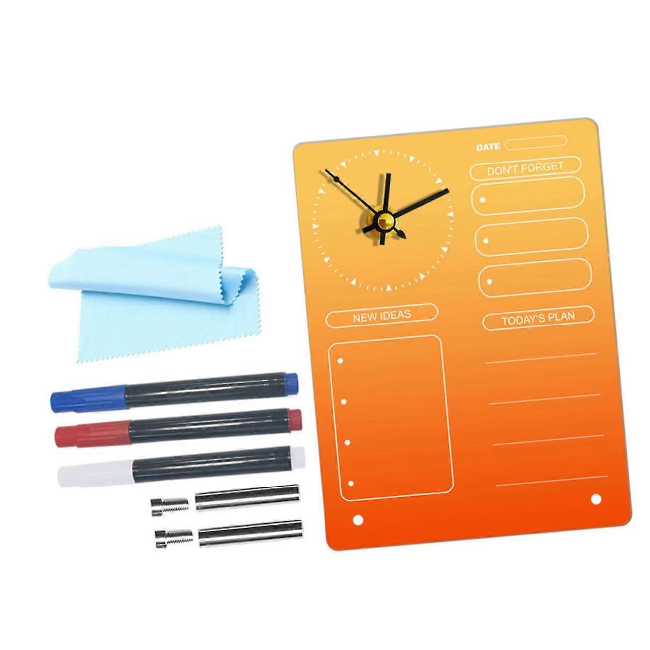 1 Set of Clock Planning Board, Decorative Memo Board, Erasable Note Board, Writeable Table Board, Desk Organiser, Schedule Board, Acrylic Memo Board