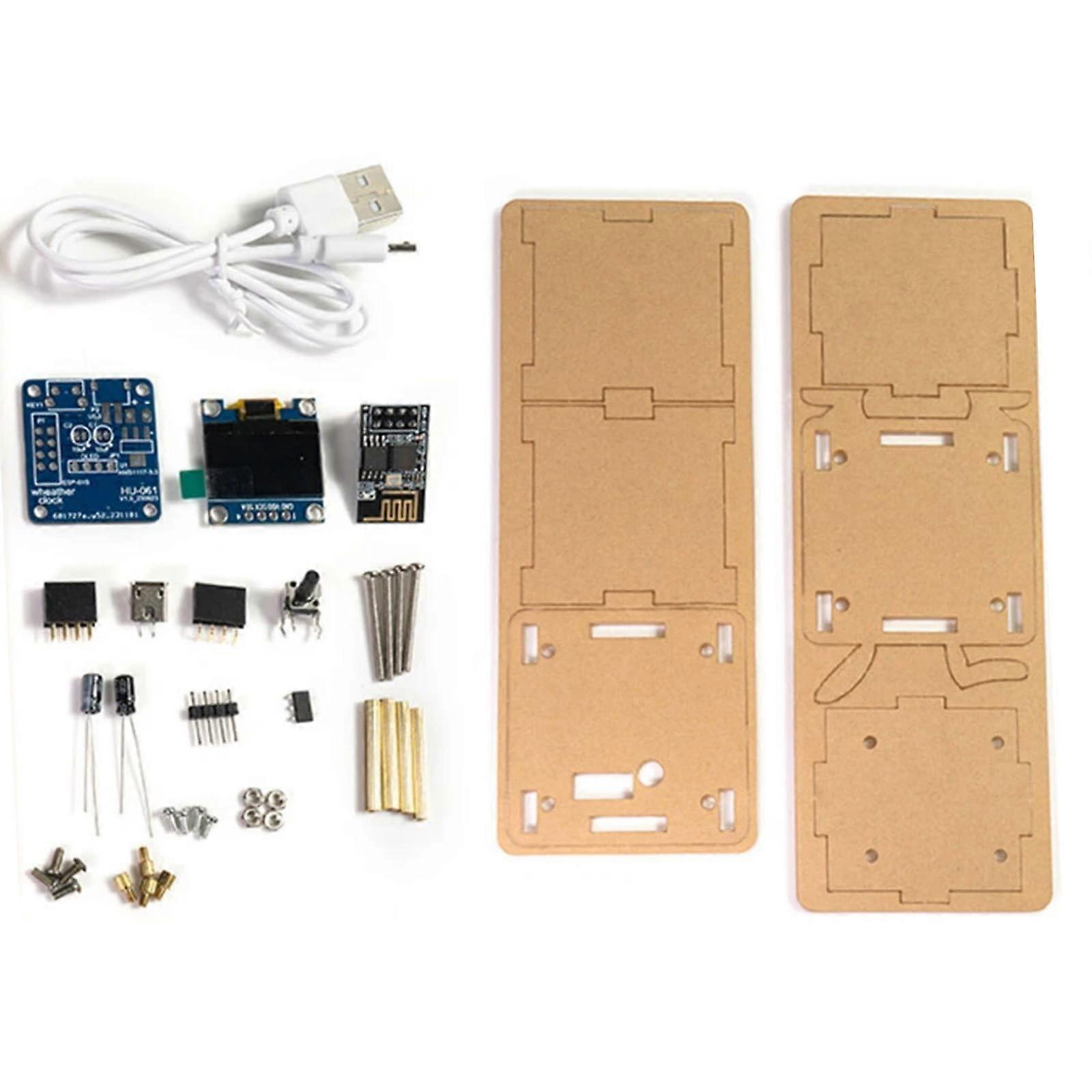 Electronic DIY Kit Clock Soldering Project with OLED Display for Electronics Projects and Gift Ideas