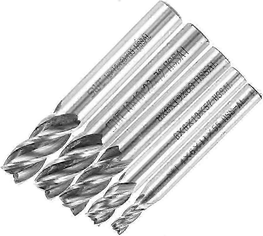 5pcs HSS Straight Shank Lathe Cutter Set - 4 Flute Countersink Drill Bits for Precision Milling & Metalworking