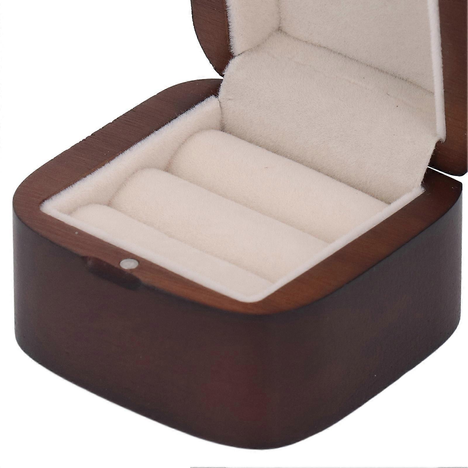 Engagement Ring Box Small Walnut Wood Proposal Ring Box for Wedding