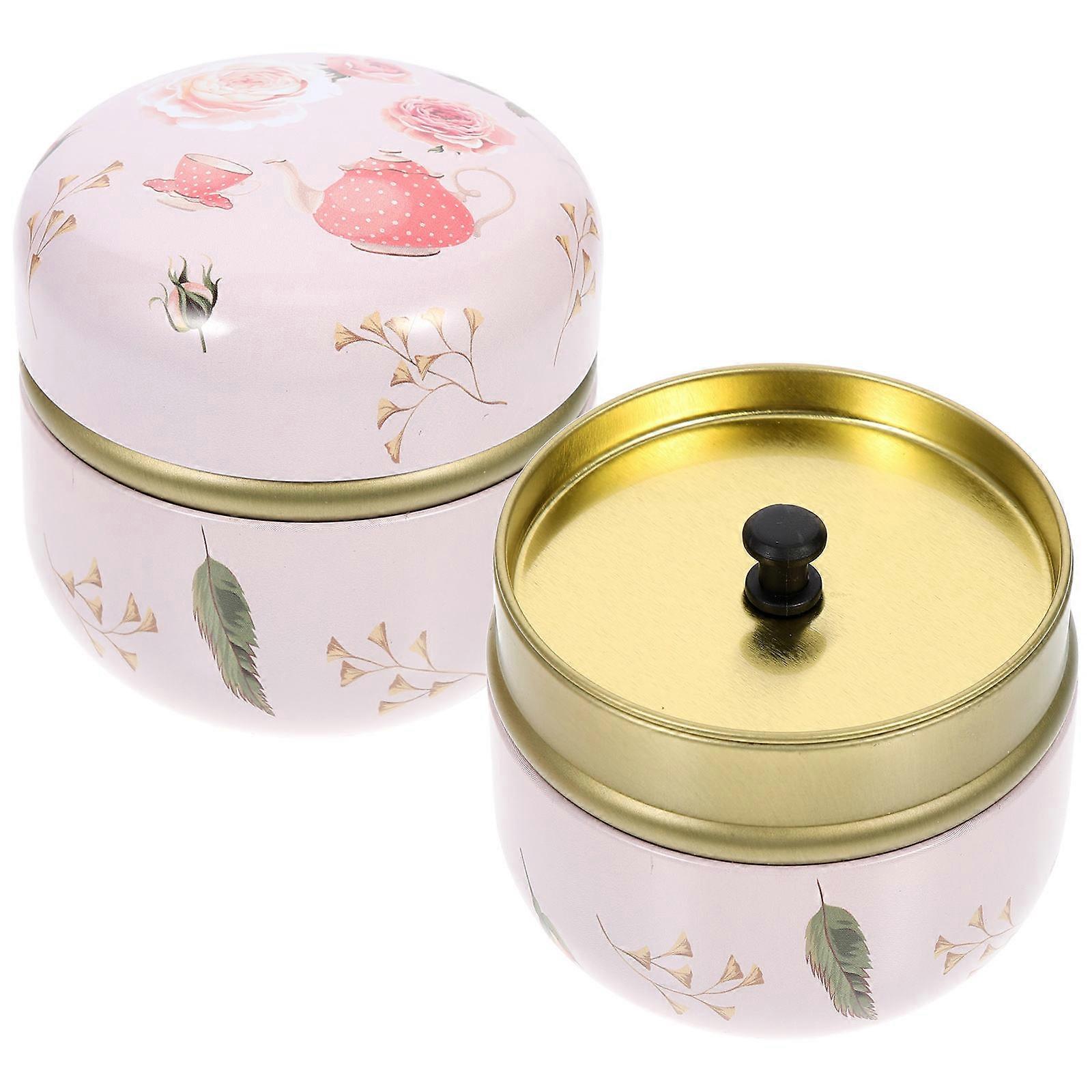 Empty Tea Jar Flower Tea Container Mini Sealing Jar Pink 8x8cm 2Pcs Storage Holder
