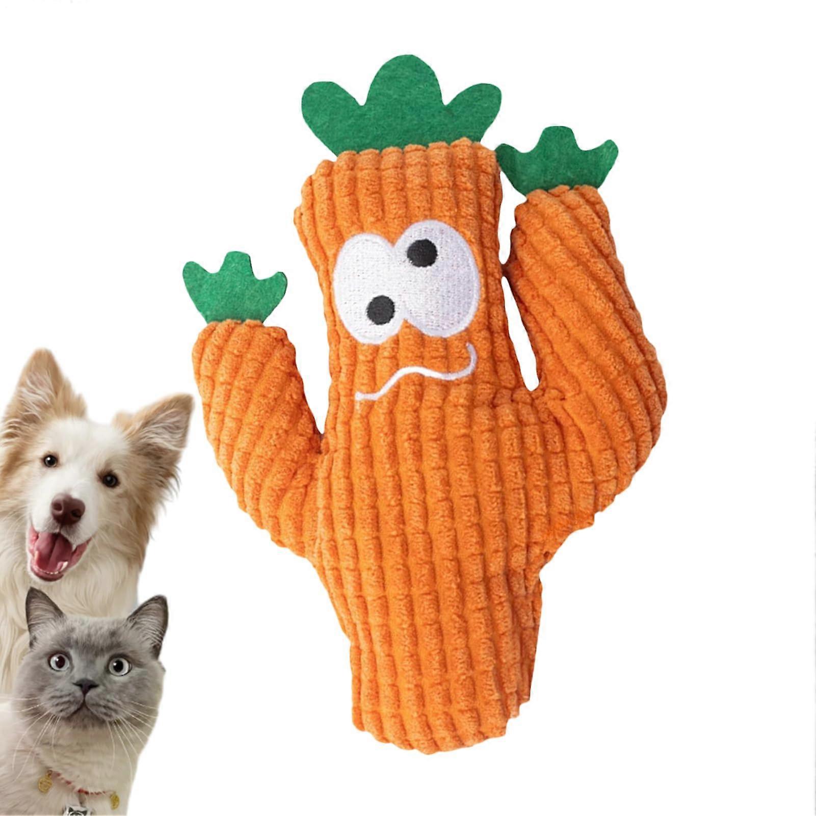 Catnip Cat Toy, Plush Cactus Shaped, Catnip Filled, Calming Teething Toy, Orange