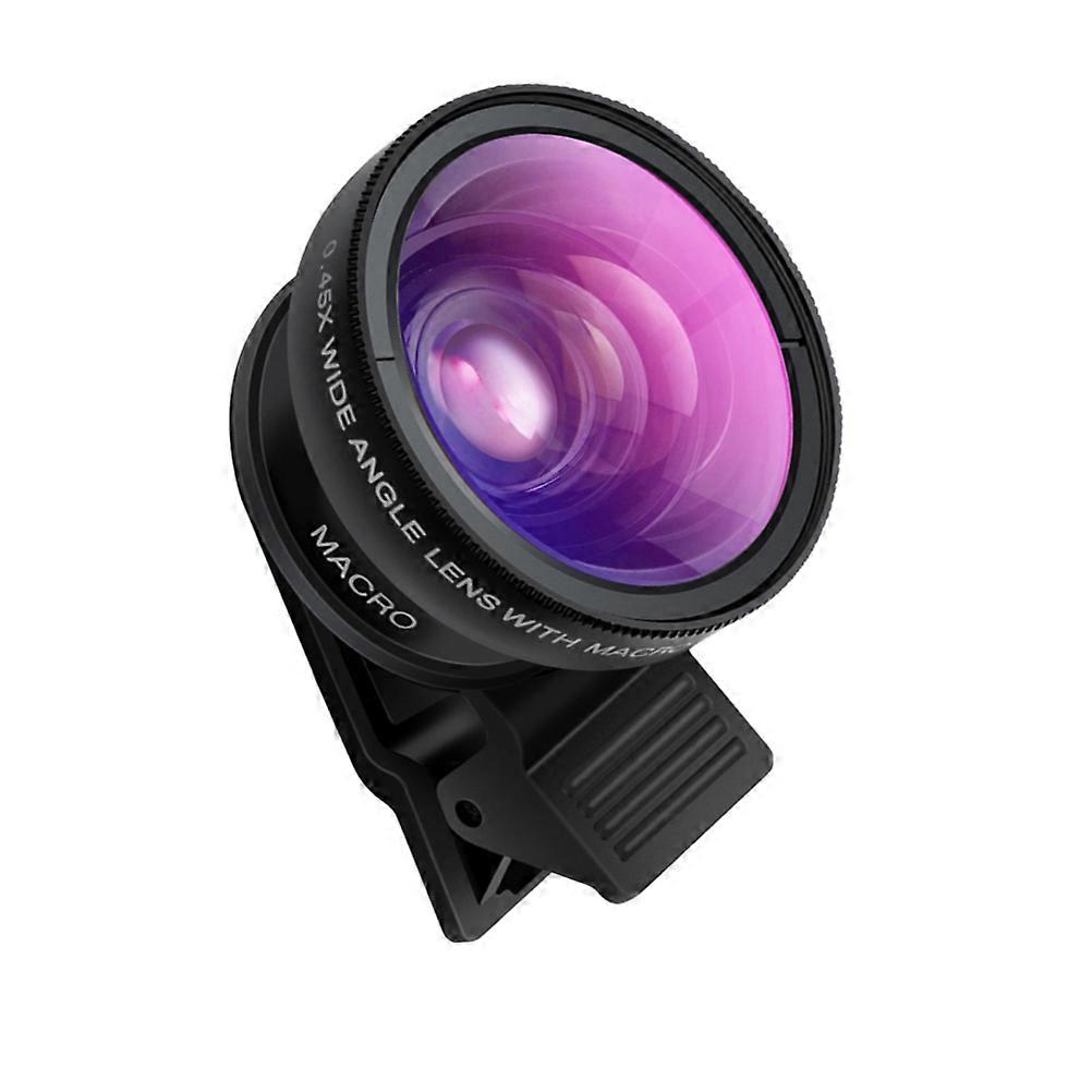 Phone Camera Lens Combo with 0.45X Wide Angle and 12.5X Macro for Smartphone Black