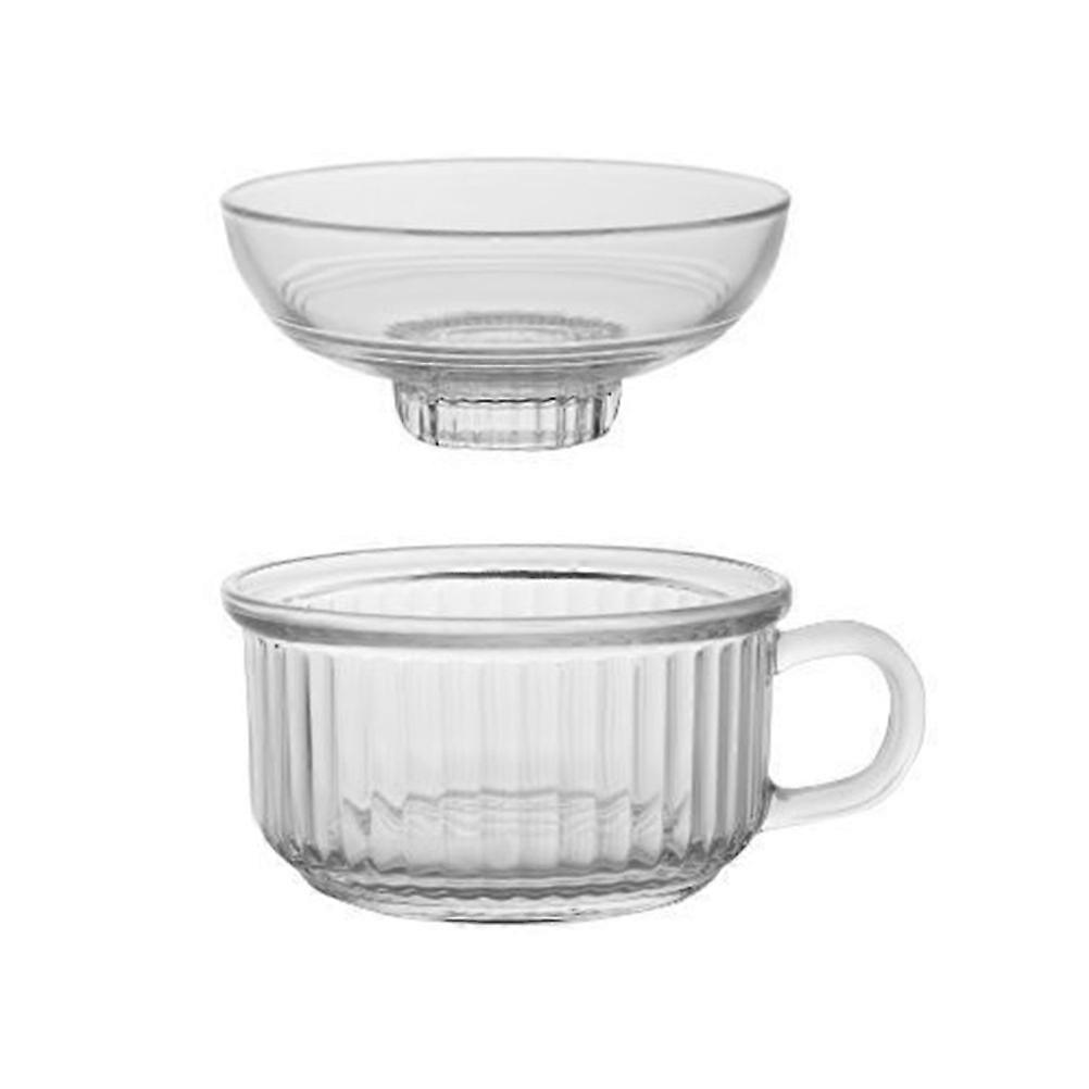 Tempered Glass Cereal Cup Transparent with Lid Versatile Display Use for Fish Tank