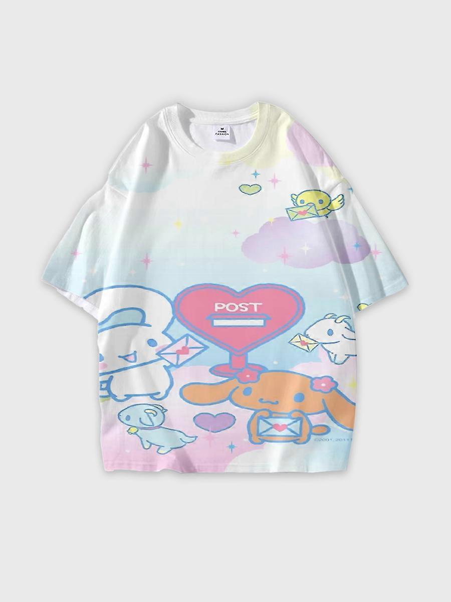 T-shirt round neck Cartoon Pattern loose short sleeve E2385