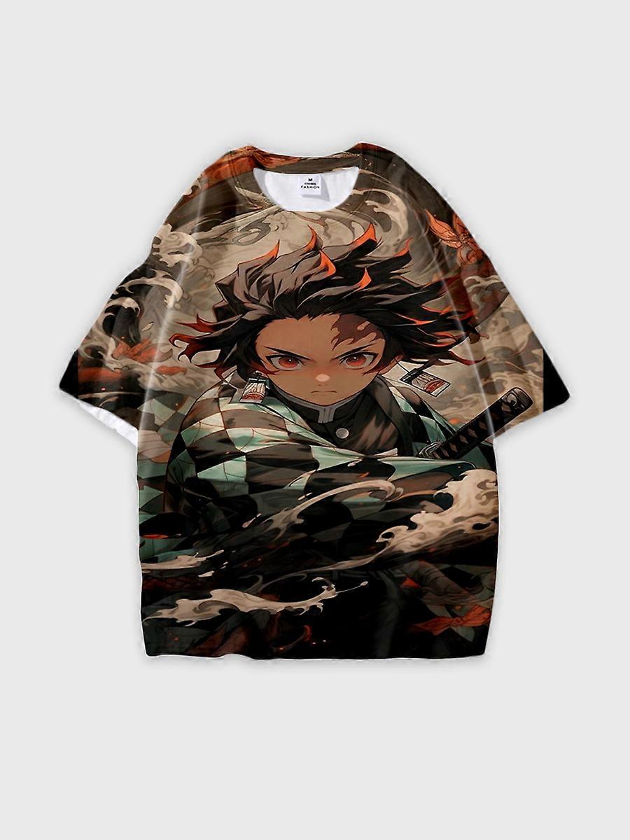 T-shirt round neck Character Pattern loose short sleeve P2440