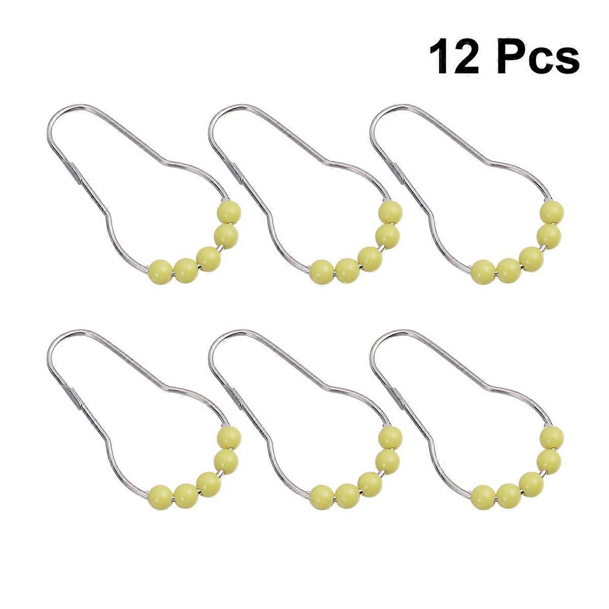 Strong 12 Pcs Shower Curtain Hooks Featuring Rust-Resistant Material For Use In Bathroom Applications