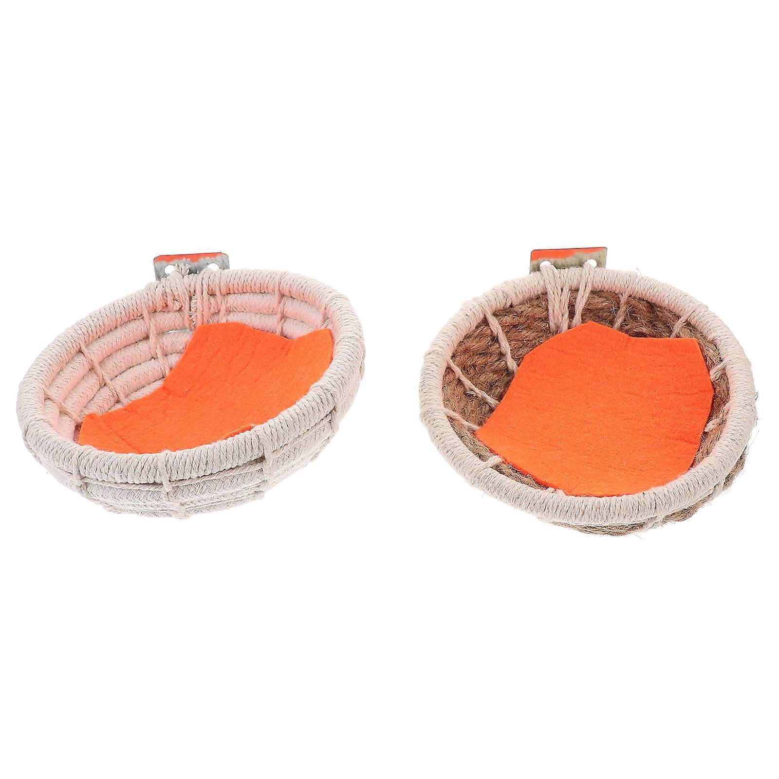 Bird Nest for Pet Use Made of Hemp Rope Assorted Color Suitable for Small Birds Comfortable and Durable 2 Pcs