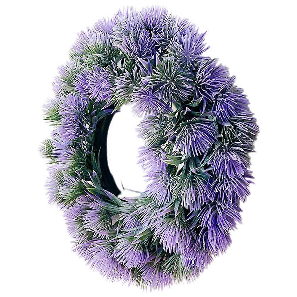 Artificial Lavender Wreath Adornment Simulation Lavender Wall Decor Purple 38x38cm Non-withering Elegant 1Pack