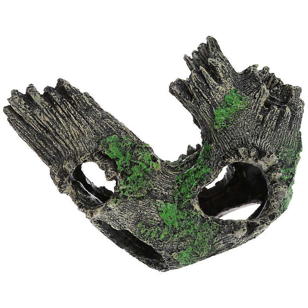 Creative Resin Fish Tank Shelter with Natural Tree Trunk Design for Decoration Grey Color Fits