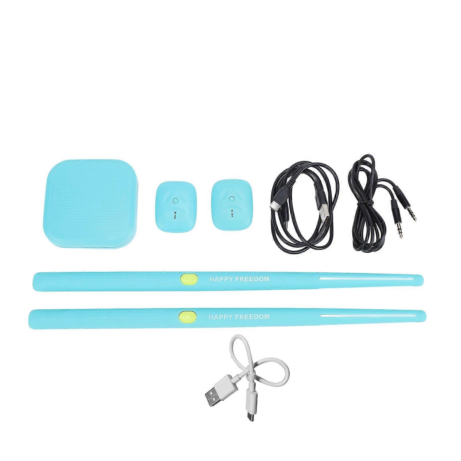 Electric Air Drum Set 3D Motion Sensing Portable Electronic Virtual Drum Kit with Drumsticks for Adults Kids Beginners Cyan