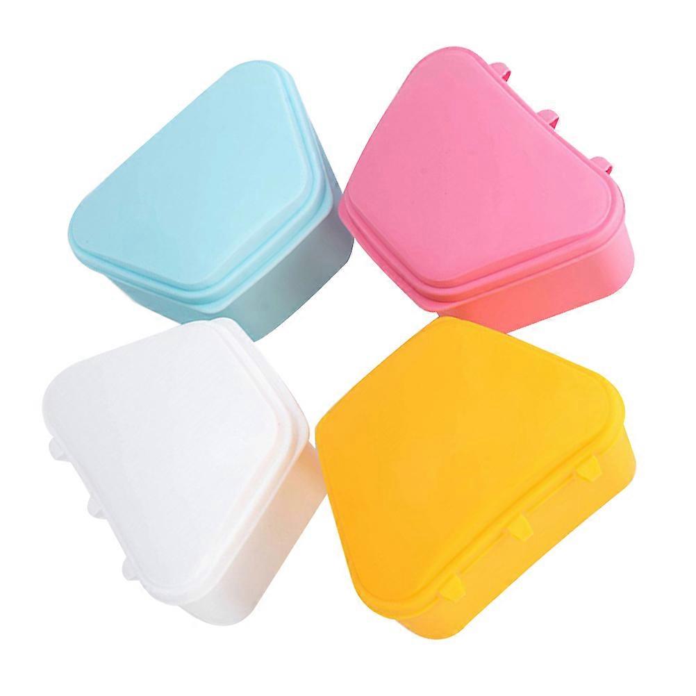 Leak Proof Denture Case Trapezoidal Shape Retainer Holder 4Pcs