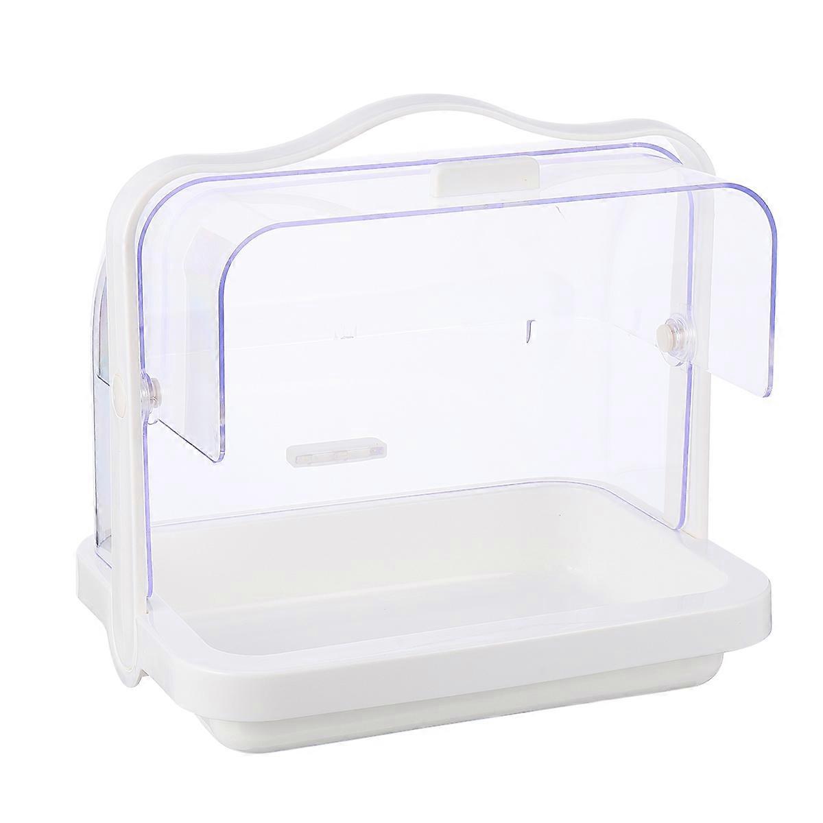 White Plastic Cake Display Stand with Dustproof Cover and Portable Handle for Safe and Easy Cake Tasting 1 Pc
