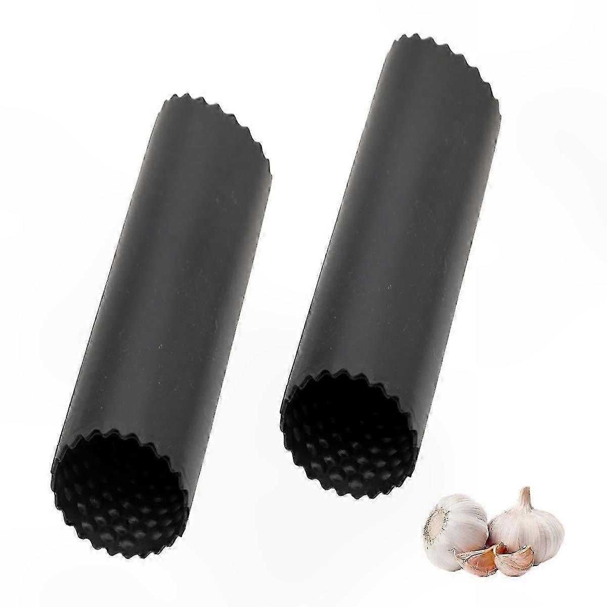2-Pack Silicone Garlic Peeler Roller, Durable Kitchen Tool for Effortless Peeling, Black
