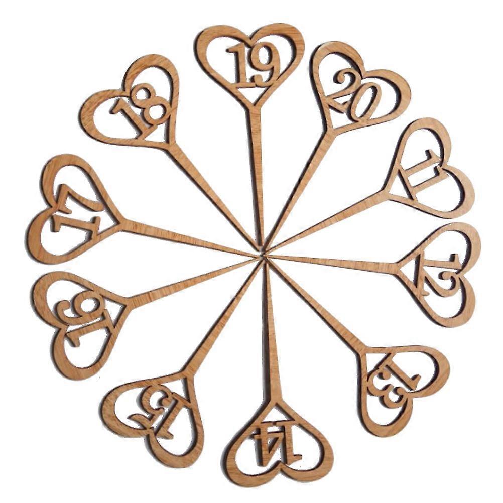 Unique Heart Design Table Number Cards 10Pcs for Various Festivals and Wedding Decor Light Brown Wooden Material