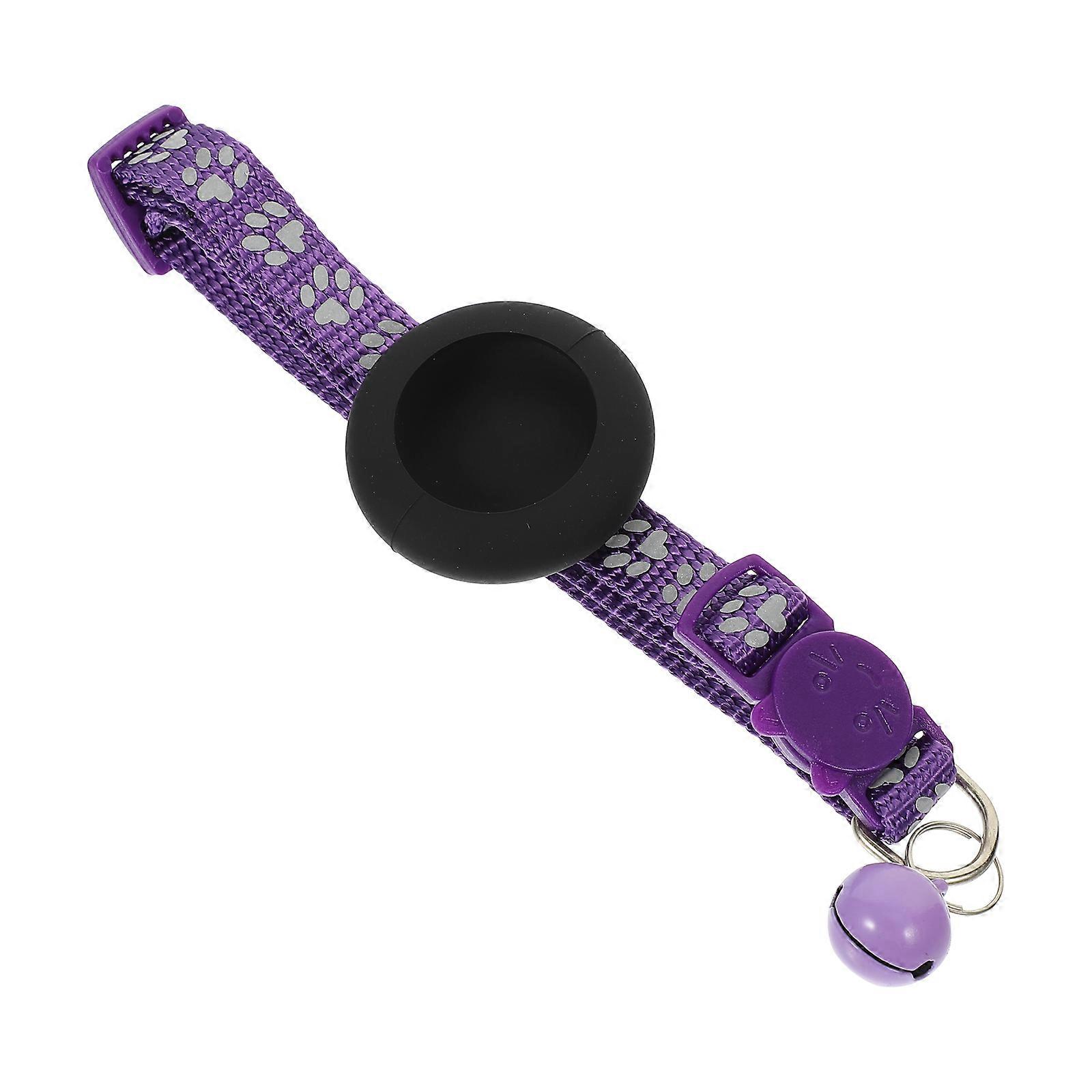 Purple Adjustable Tracer Cat Collar with Bell for Decor Reflective and Waterproof Nylon