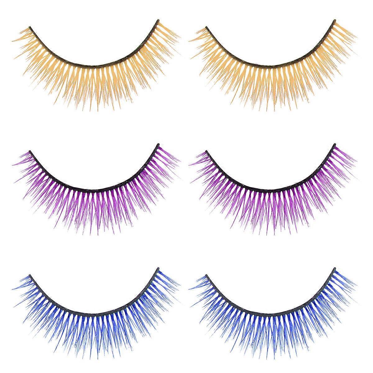3 Pairs Reusable 3D Multilayer False Eyelashes in Assorted Colors for Women Girls