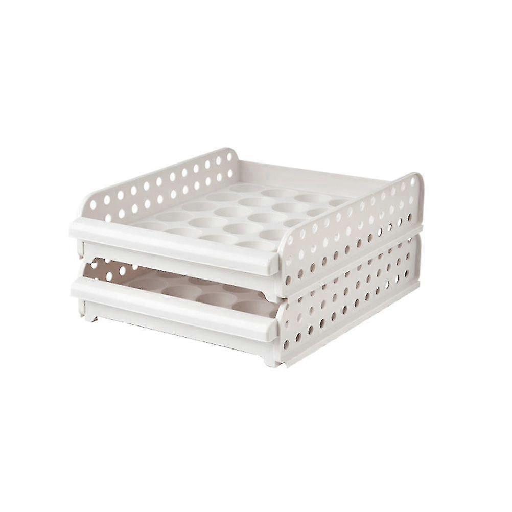 Stackable Egg Storage Box 30 Grids Egg Container Plastic Egg Tray For Home Kitchen (white, 2-layer)